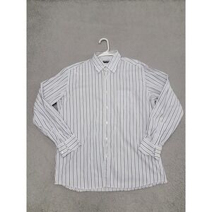 Dolce & Gabbana Shirt Mens 17 XL White Blue Striped Button Up Made Italy Luxury